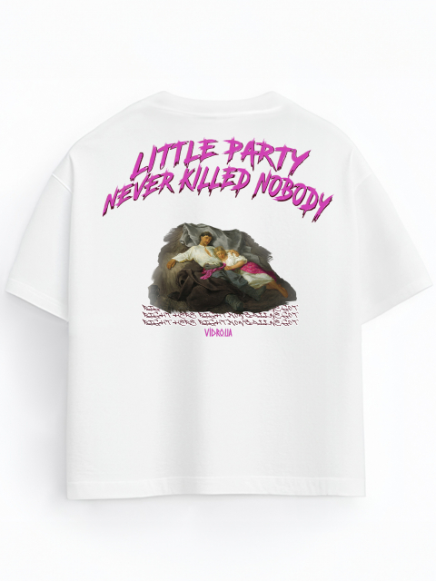 Оверсайз Футболка "little party" Біла (принт на спині)