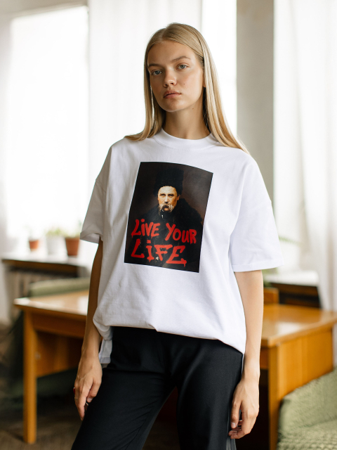 Оверсайз Футболка "Live your life" Біла 